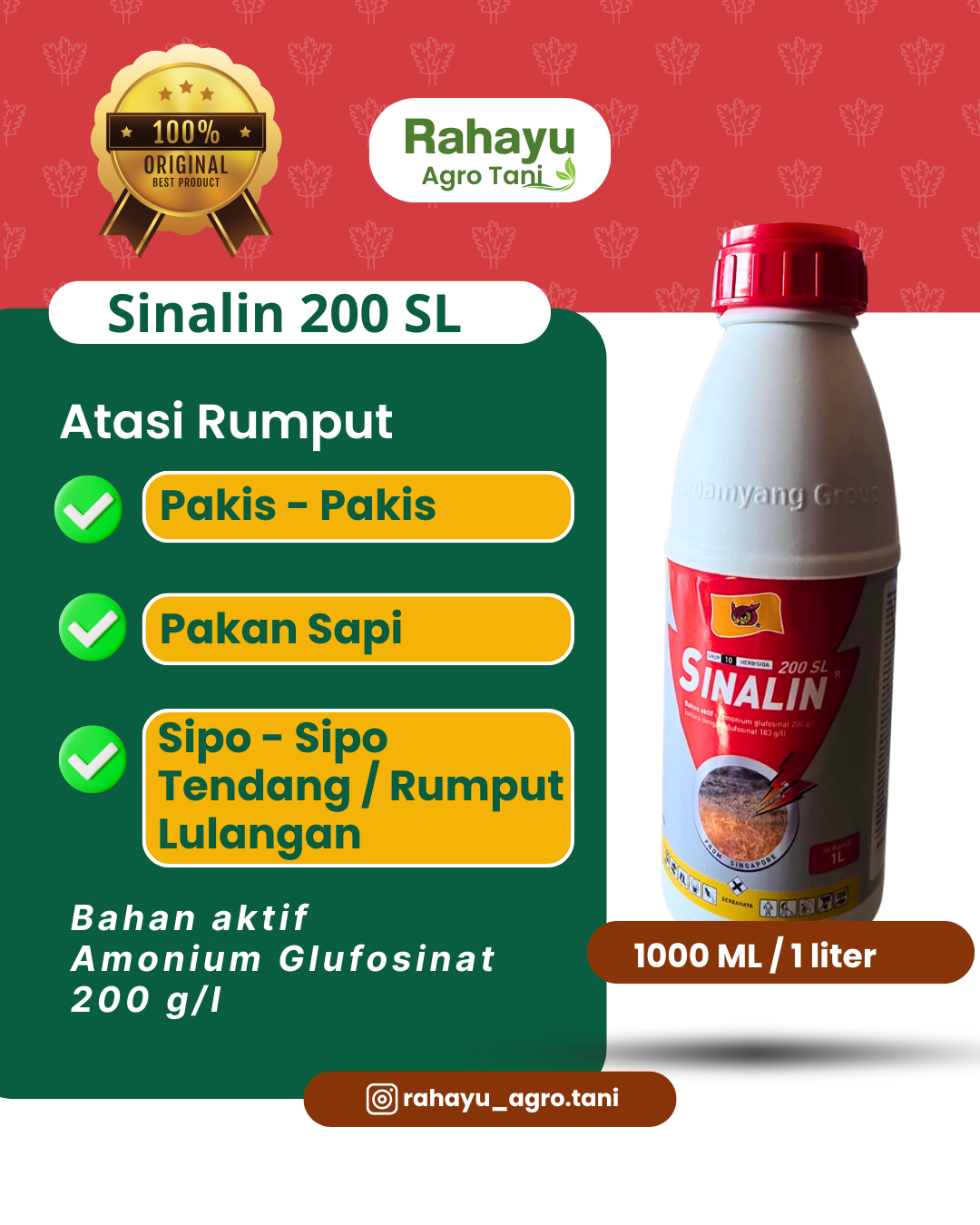 Herbisida Sinalin 200 SL Obat Rumput Lulangan dan Pakis