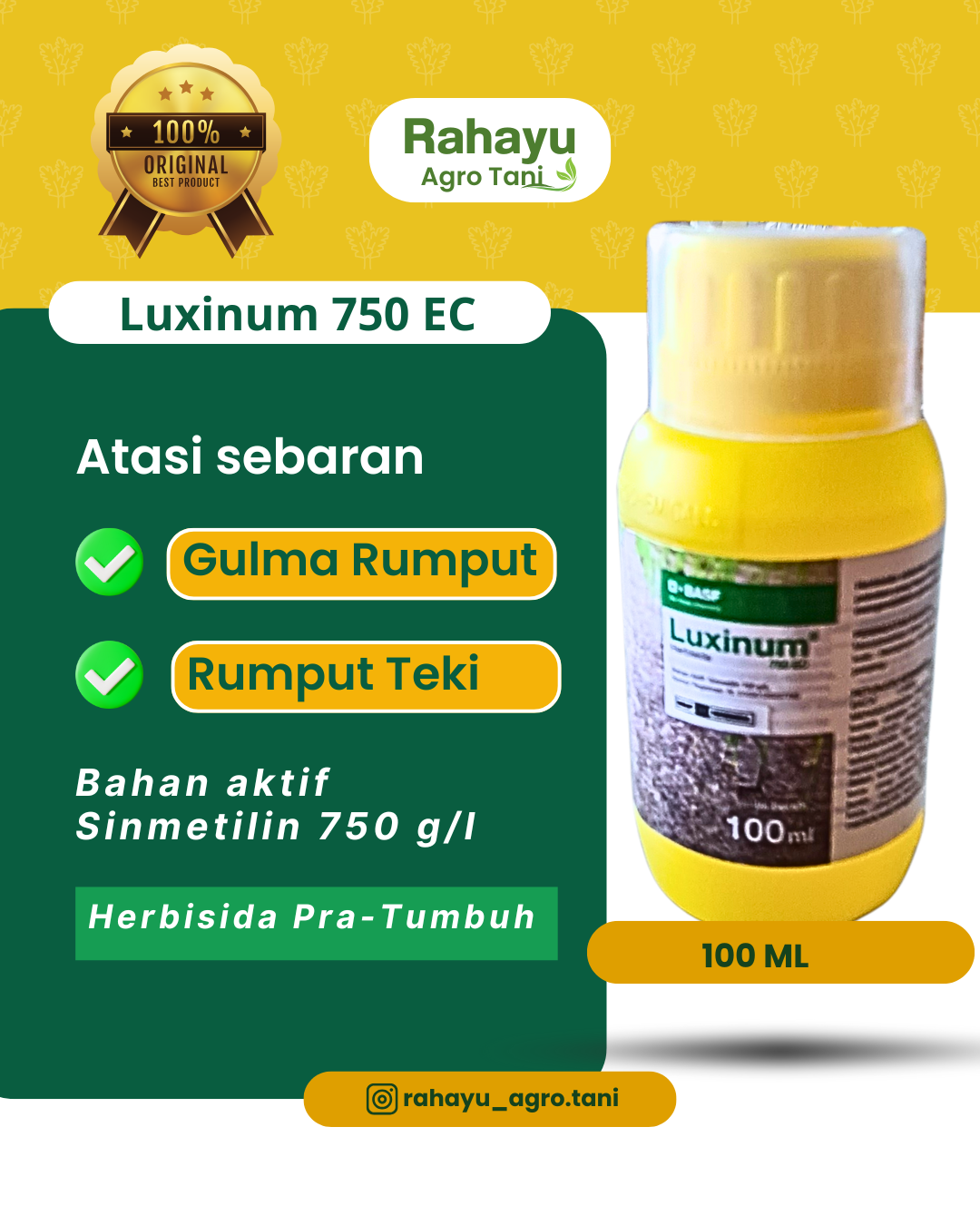 Herbisida Luxinum 750 EC 100 ML - BASF Anti Gulma Bandel & Resisten