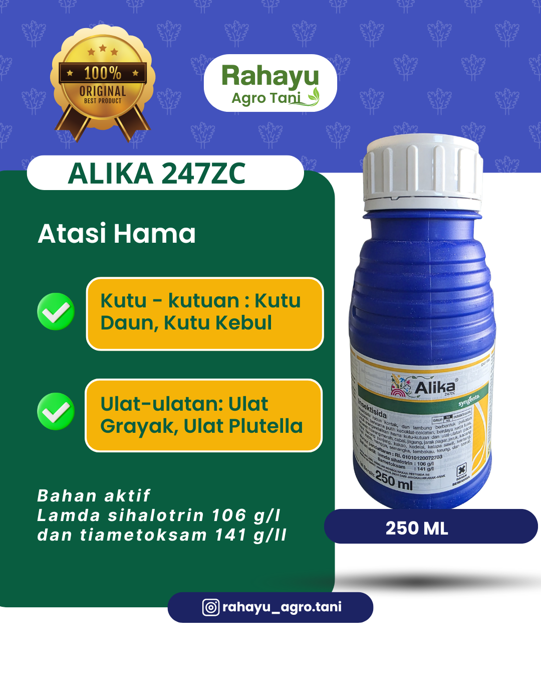 Insektisida Alika 247 ZC 250 ML - Syngenta Bahan Aktif Ganda Pembasmi Kutu & Ulat
