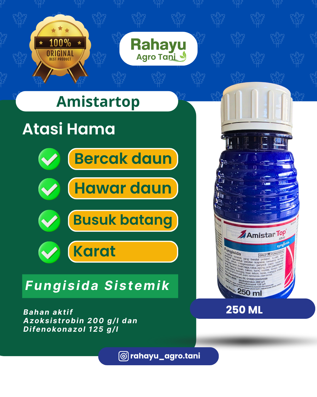 Fungisida Amistartop 325 SC 250 ML - Syngenta Bahan Aktif Azoksistrobin & Difenokonazol