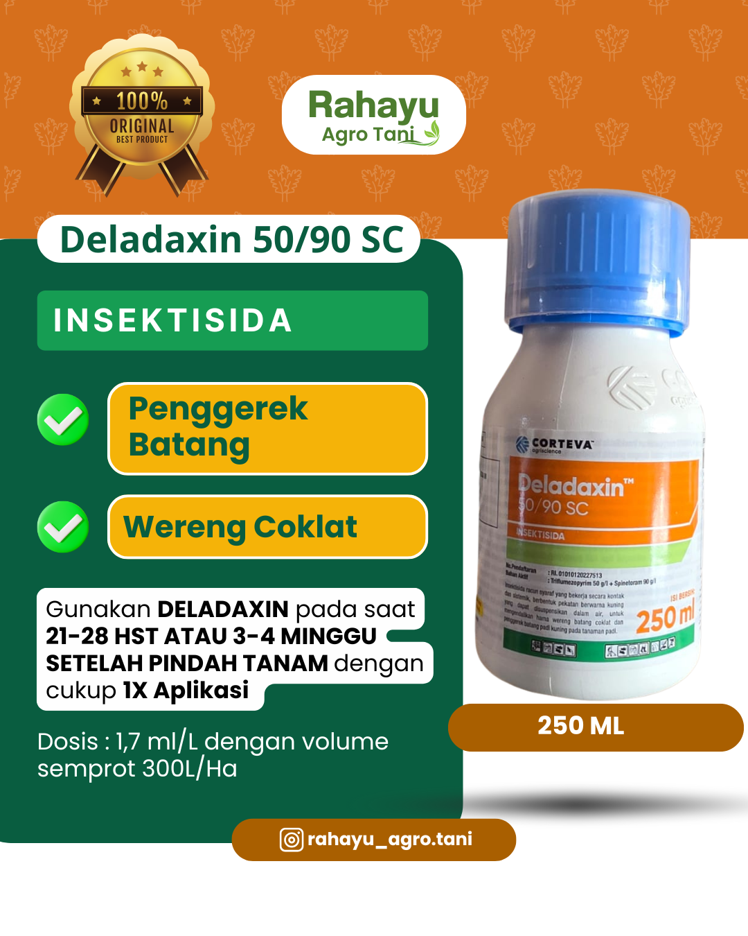 Insektisida Deladaxin 50/90 SC 250 ML - Corteva Solusi Tuntas Penggerek & Wereng