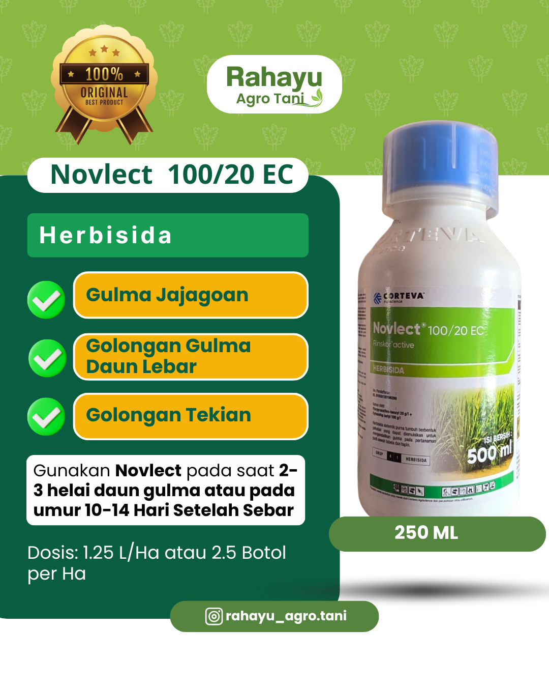 Herbisida Novlect 100/20 EC 250 ML - Corteva Rinskor Active Basmi Jajagoan